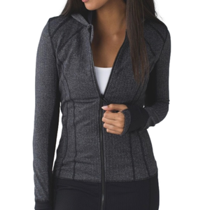 Lululemon Daily Practice Jacket Charcoal Grey Fitted Hooded Zipper Size Medium